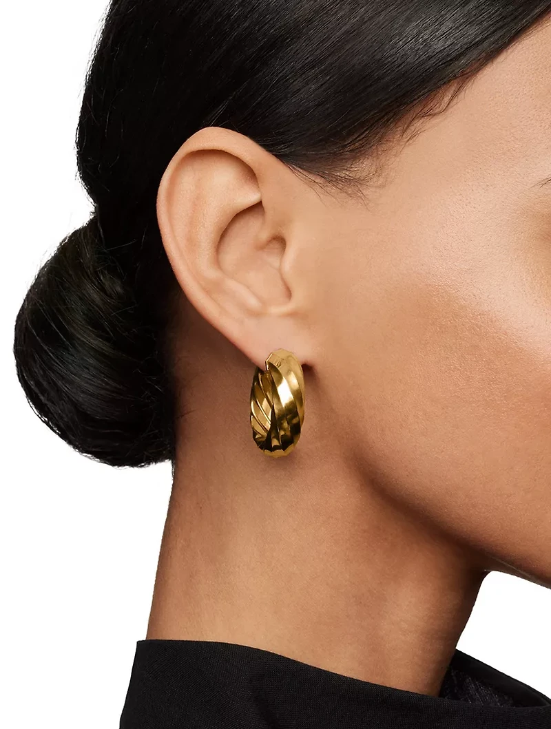Cable Edge® Hoop Earrings In 18k Yellow Gold, 28.9mm