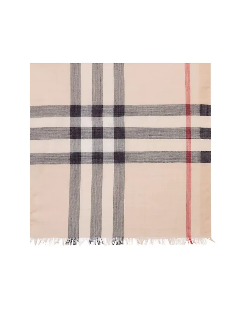 Check Wool Silk Scarf