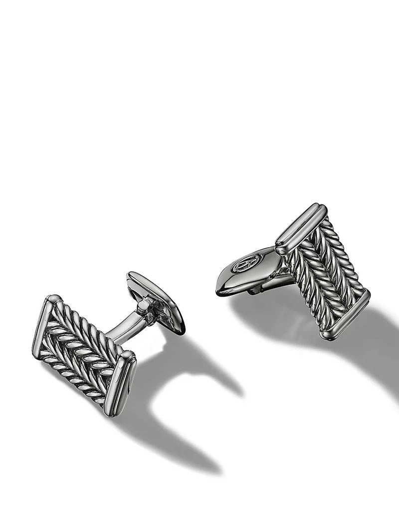 Chevron Cufflinks In Sterling Silver