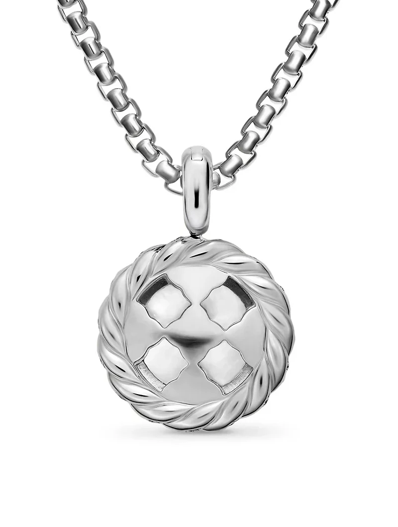 Pearl Classics Cable Halo Amulet In Sterling Silver With Diamonds, 18.8mm