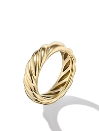 Sculpted Cable Band Ring 18k Yellow Gold, 6mm