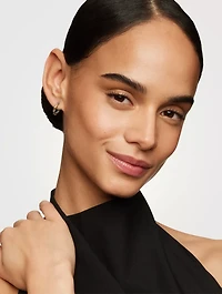 Petite Infinity Huggie Hoop Earrings In Sterling Silver With 14k Yellow Gold, 3mm