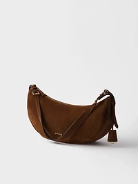 Prada Demi-lune Large Suede Shoulder Bag
