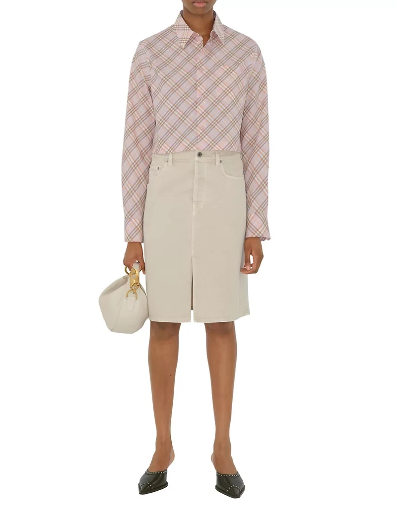 Cropped Check Cotton Shirt