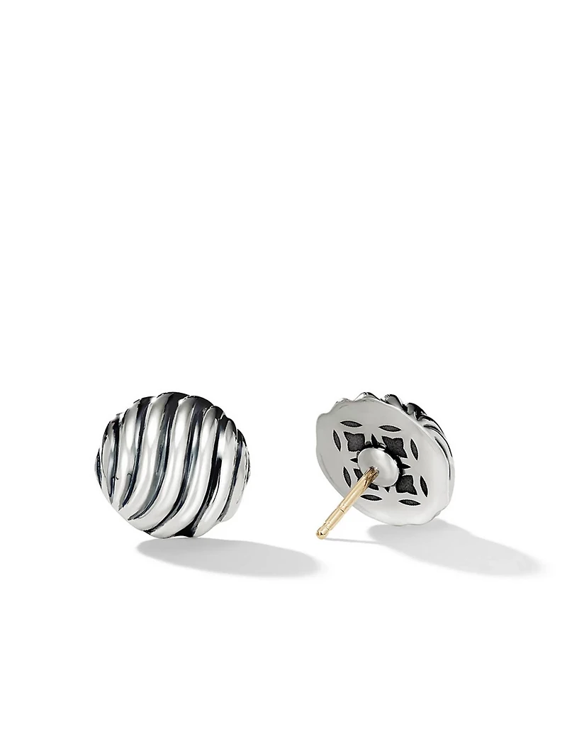 Sculpted Cable Stud Earrings In Sterling Silver