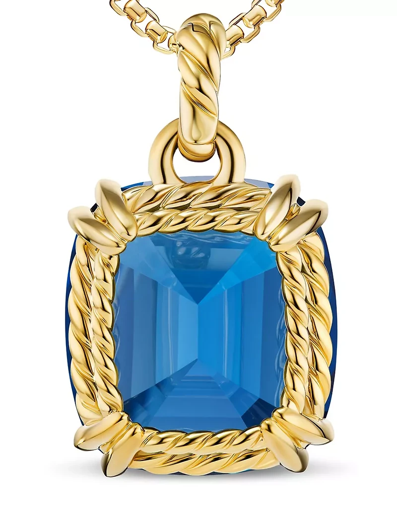 Marbella Pendant In 18k Yellow Gold With Hampton Blue Topaz, 22mm