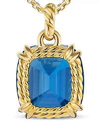 Marbella Pendant In 18k Yellow Gold With Hampton Blue Topaz, 22mm