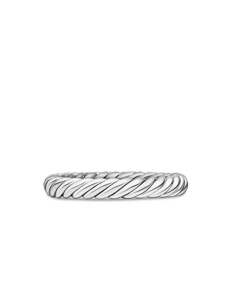 Petite Pavé Stack Ring Sterling Silver With Diamonds, 3mm