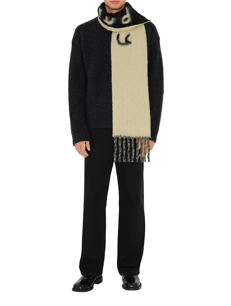 Reversible Logo Alpaca Wool Blend Scarf