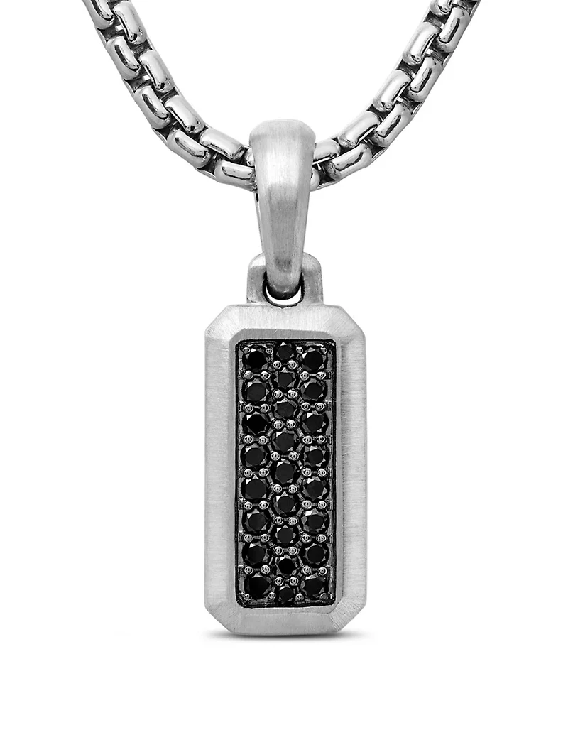 Streamline® Amulet In Sterling Silver With Black Diamonds, 17mm