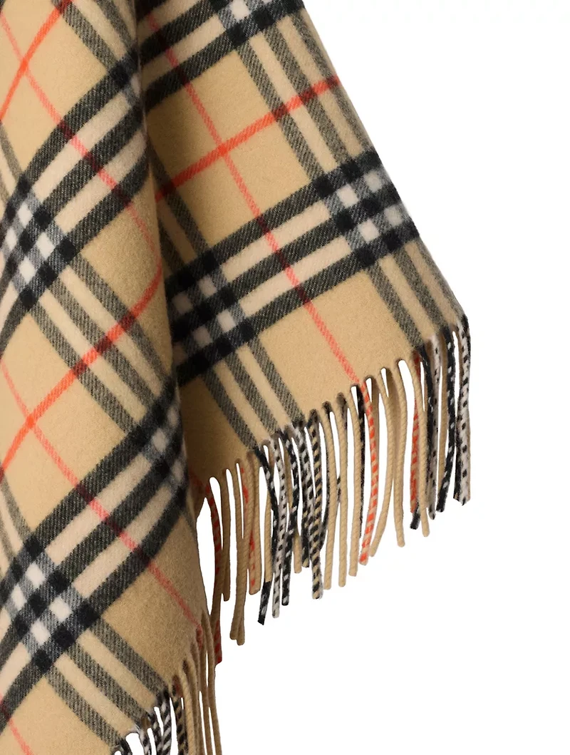 Check Wool Cashmere Cape