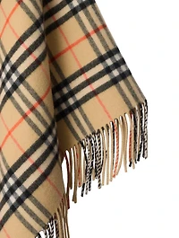 Check Wool Cashmere Cape