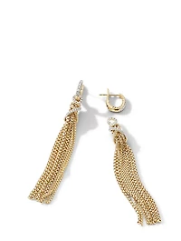 Helena Chain Tassel Earrings In 18k Yellow Gold With Pavé Diamonds