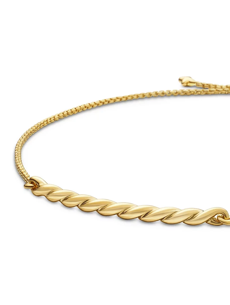 Petite Station Chain Bracelet In 18k Yellow Gold, 1mm