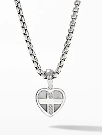 Sy Heart Amulet In 18k White Gold With Pavé Diamonds And Pink Sapphire