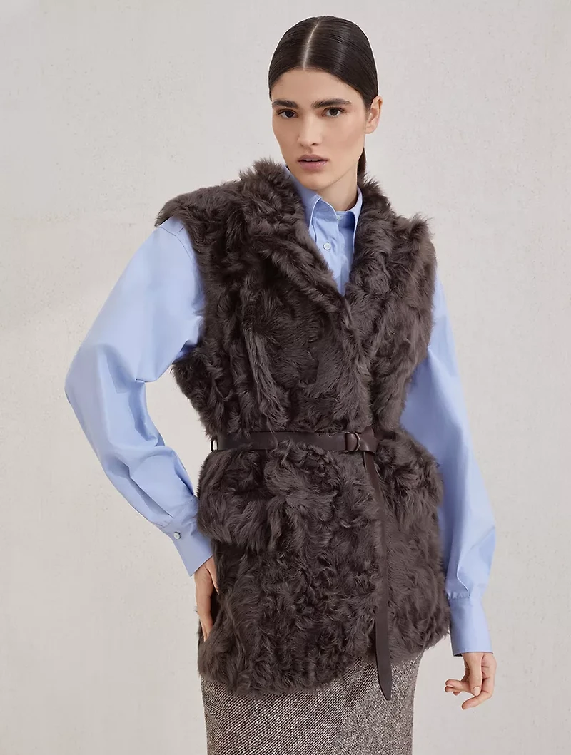 Wavy Shearling Vest