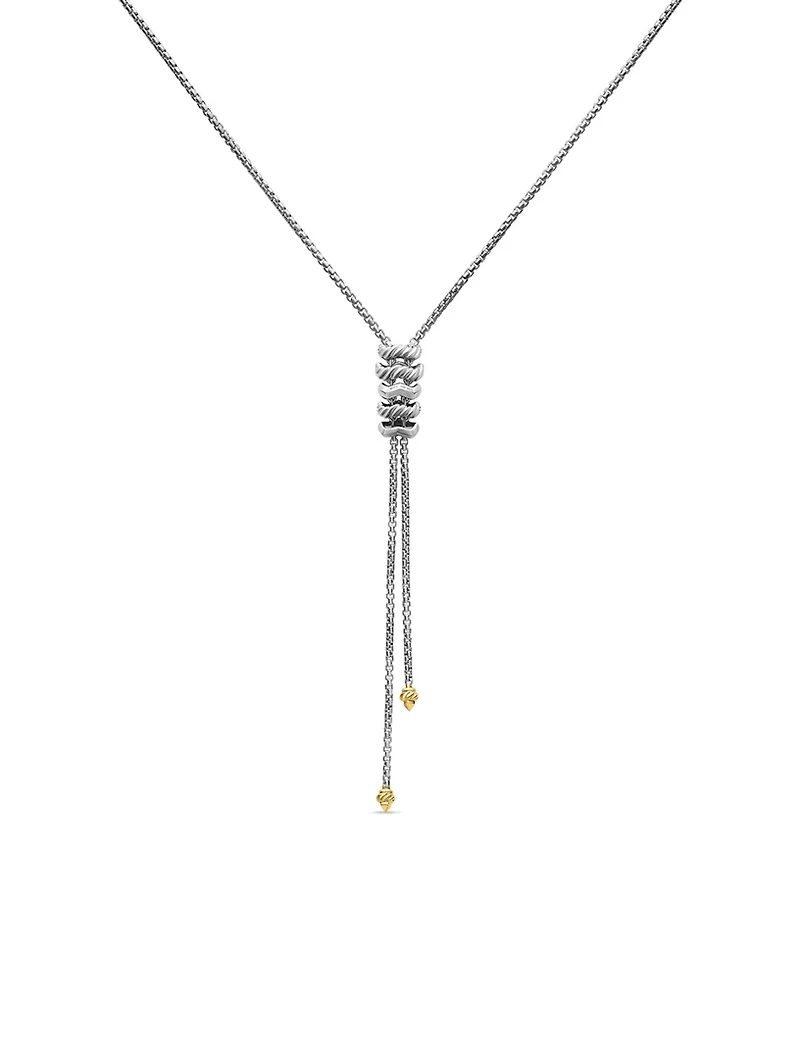 Zig Zag Stax™ Y Necklace In Sterling Silver With 18k Yellow Gold And Diamonds