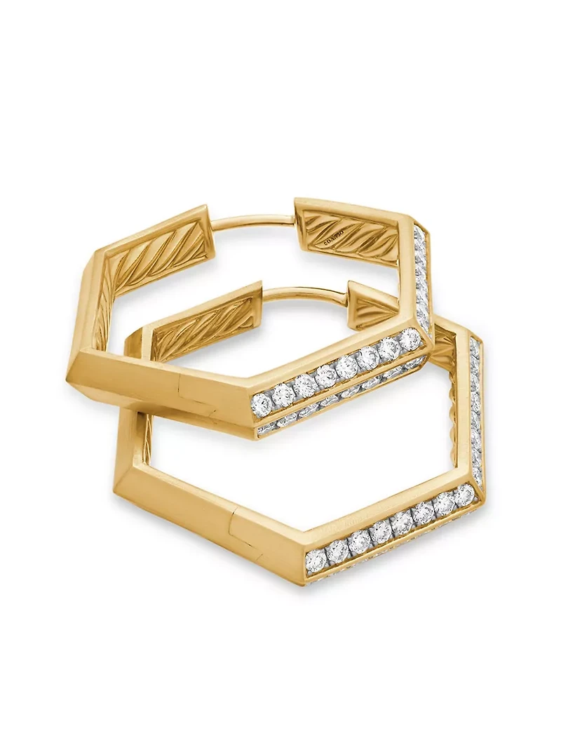 Carlyle™ Hoop Earrings In 18k Yellow Gold With Diamonds, 26mm