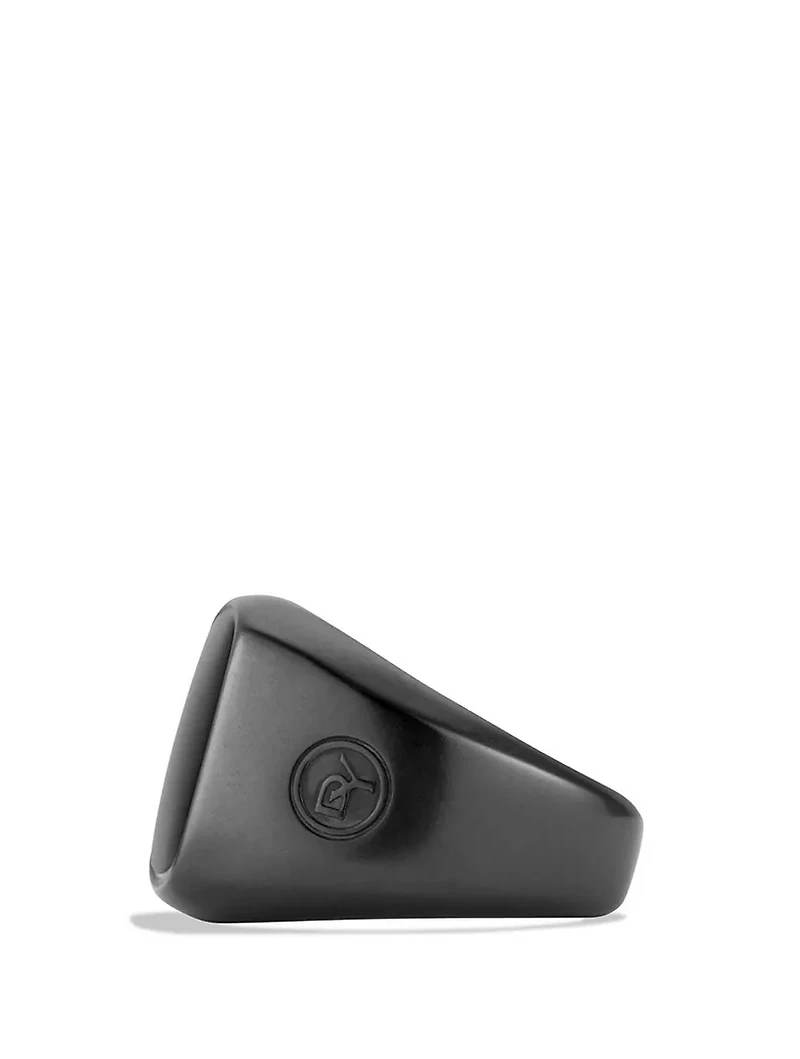 Exotic Stone Signet Ring Black Titanium With Onyx