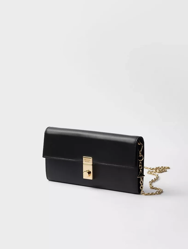 Leather Wallet With Chain Shoulder Strap