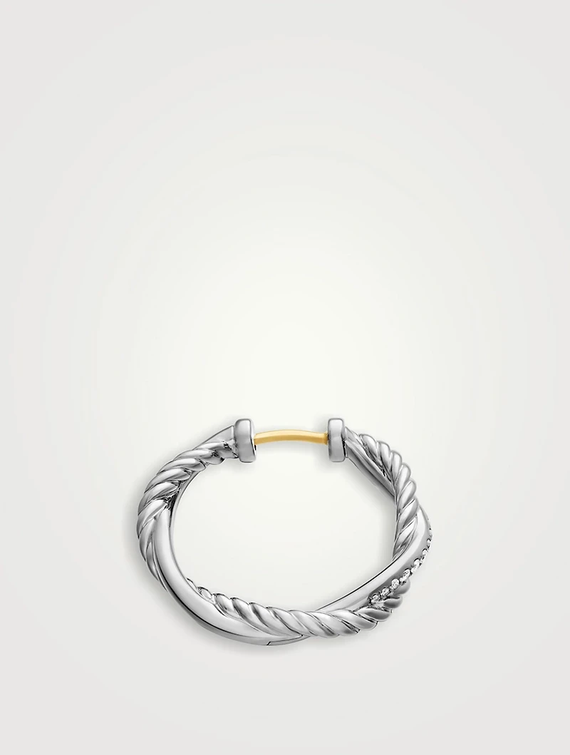 Petite Infinity Hoop Earrings In Sterling Silver With Diamonds, 17.3mm