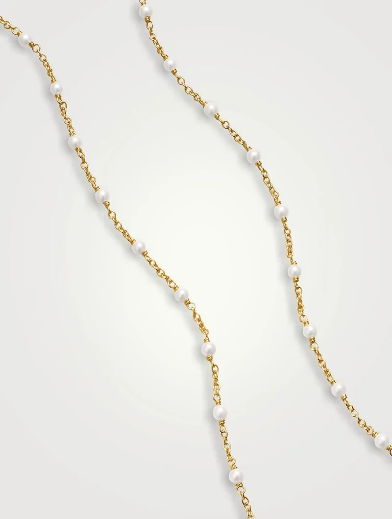 Pearl Classics Station Necklace 18k Yellow Gold, 3.5mm