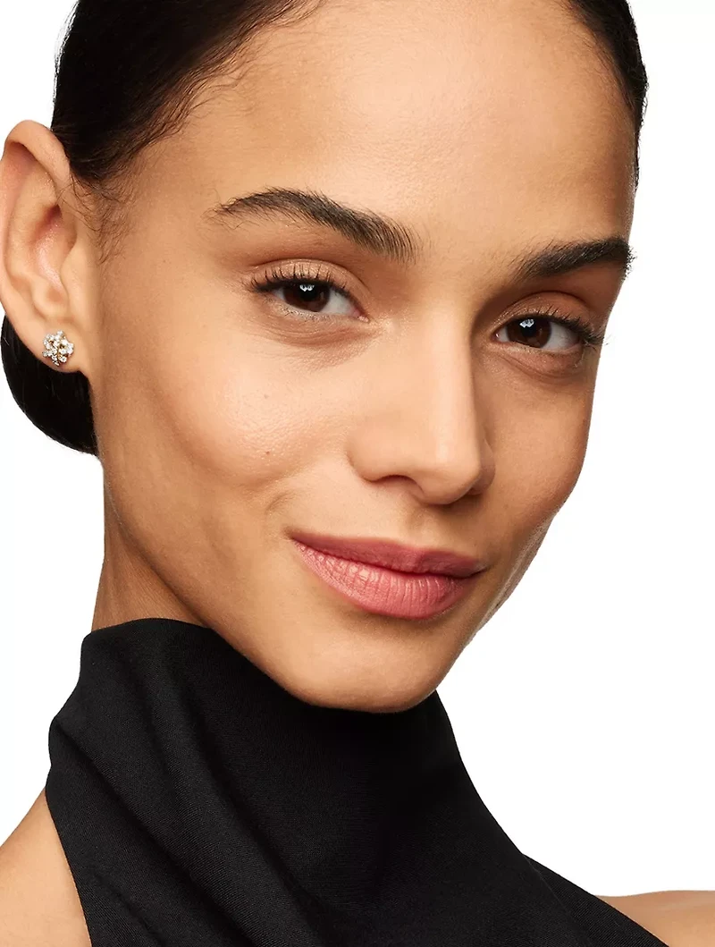 Pavé Crossover Stud Earrings In 18k Yellow Gold With Diamonds, 9mm