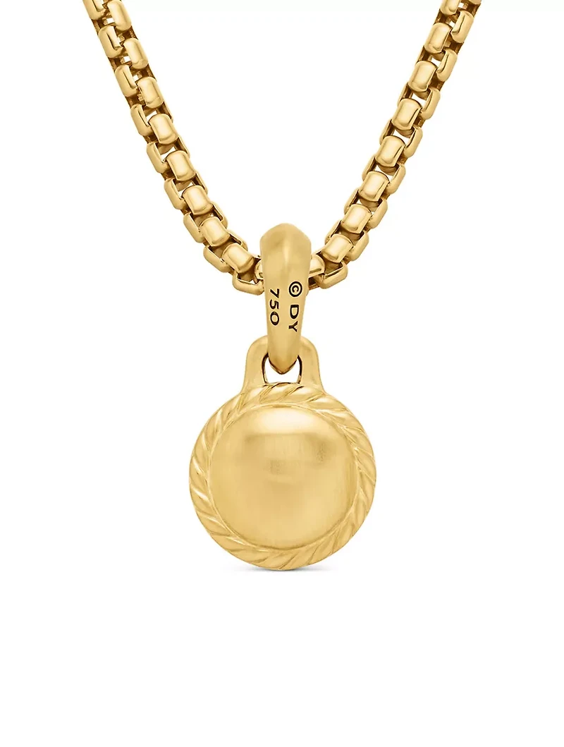 Evil Eye Amulet In 18k Yellow Gold With Emerald, 14.5mm