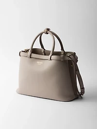 Prada Buckle Medium Leather Handbag With Double Belt
