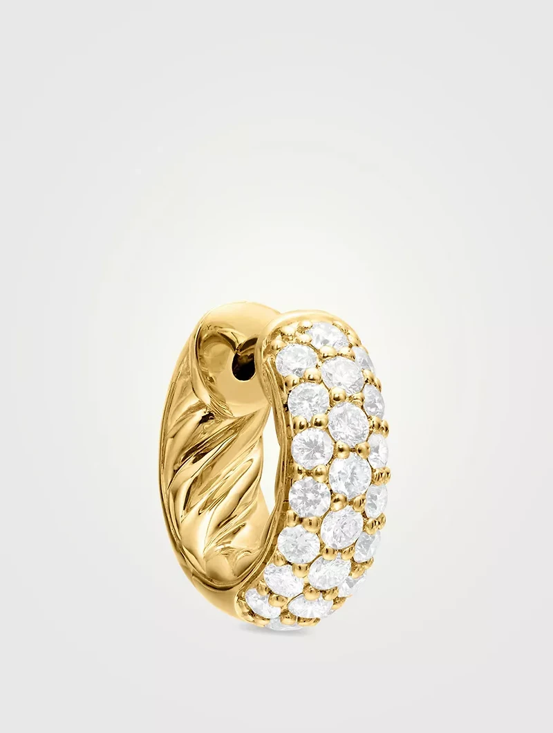 Dy Mercer® Micro Hoop Earrings In 18k Yellow Gold With Diamonds, 13.5mm