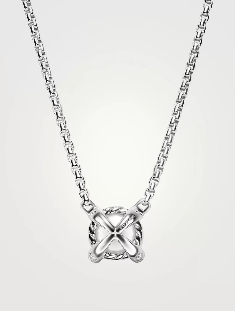 Pearl Classics Necklace In Sterling Silver With Diamonds, 6.5mm