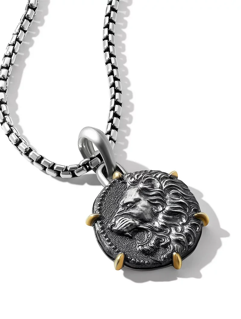 Leo Amulet In Sterling Silver With 18k Yellow Gold