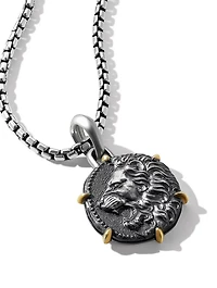 Leo Amulet In Sterling Silver With 18k Yellow Gold