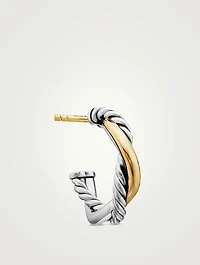 Petite Infinity Huggie Hoop Earrings In Sterling Silver With 14k Yellow Gold, 3mm