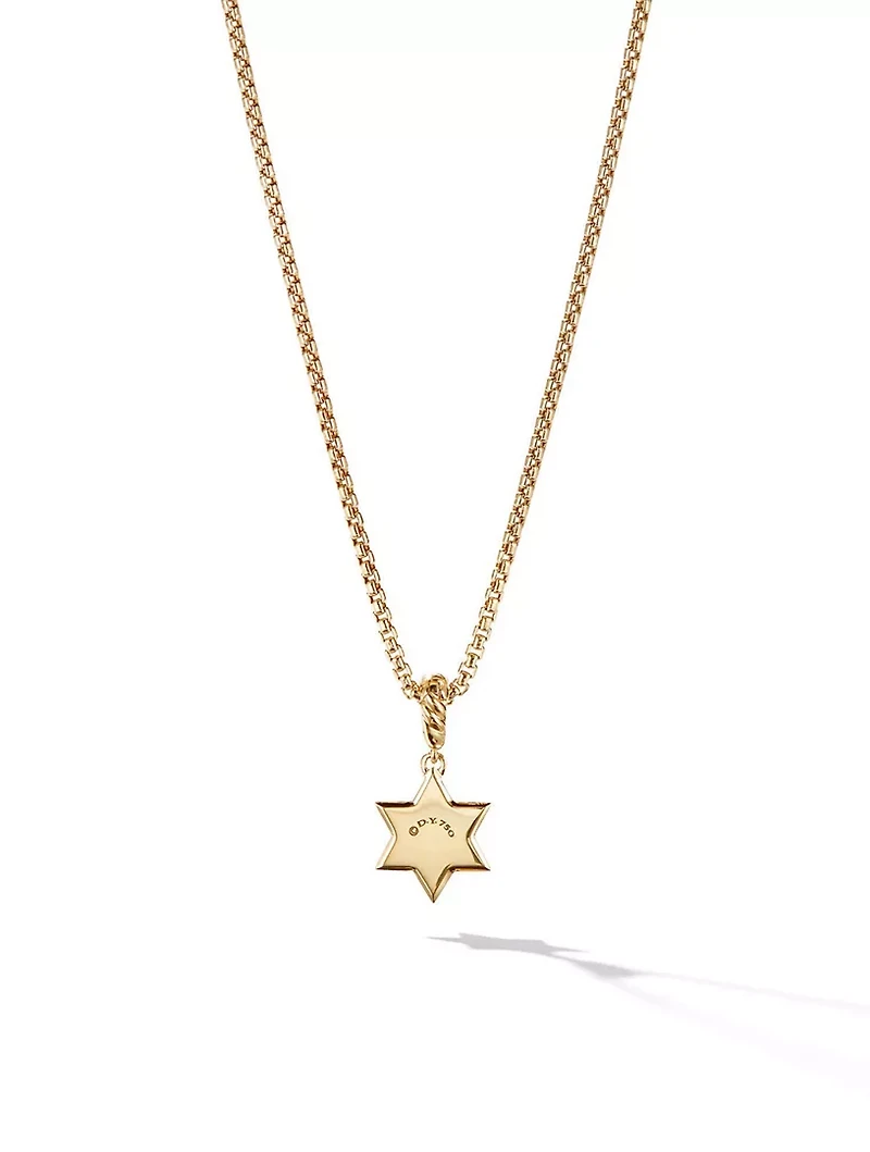 Star Of David Amulet In 18k Yellow Gold With Center Diamond
