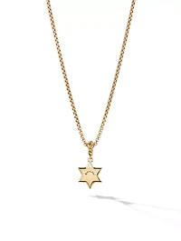 Star Of David Amulet In 18k Yellow Gold With Center Diamond