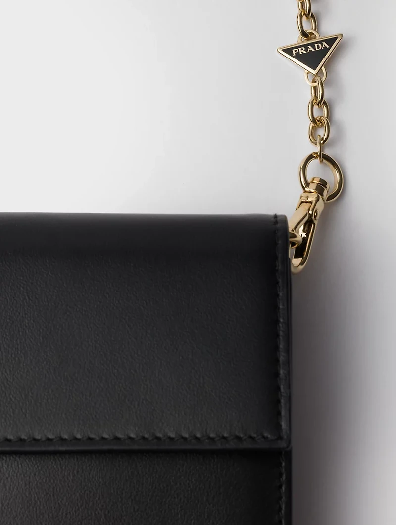 Leather Wallet With Chain Shoulder Strap