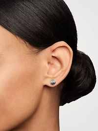 Sculpted Cable Stud Earrings In Sterling Silver, 8mm
