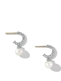Pearl And Pavé Solari Drop Earrings In Sterling Silver With Diamonds