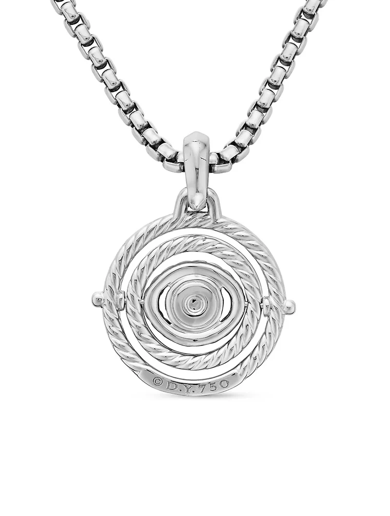 Evil Eye Mobile Amulet In 18k White Gold With Pavé Blue Sapphires And Diamonds, 20.5mm