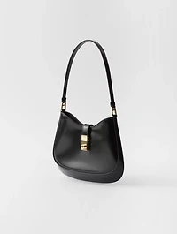 Prada Cleo Brushed Leather Shoulder Bag With Clasp Closure