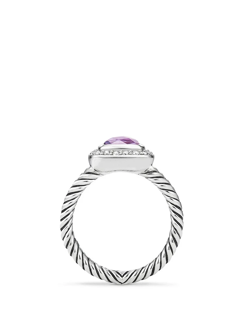 Petite Albion® Ring Sterling Silver With Amethyst And Pavé Diamonds