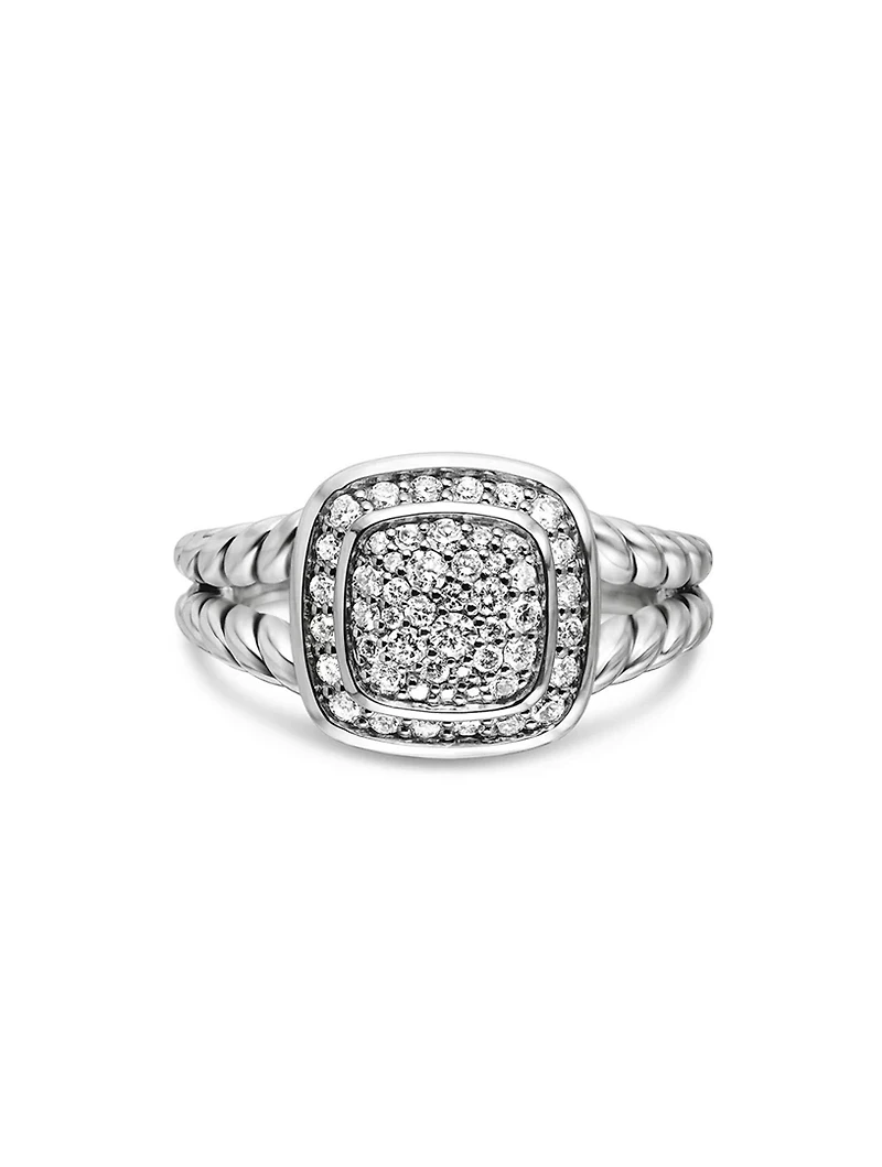 Petite Albion® Ring Sterling Silver With Pavé Diamonds, 7mm