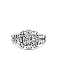 Petite Albion® Ring Sterling Silver With Pavé Diamonds, 7mm
