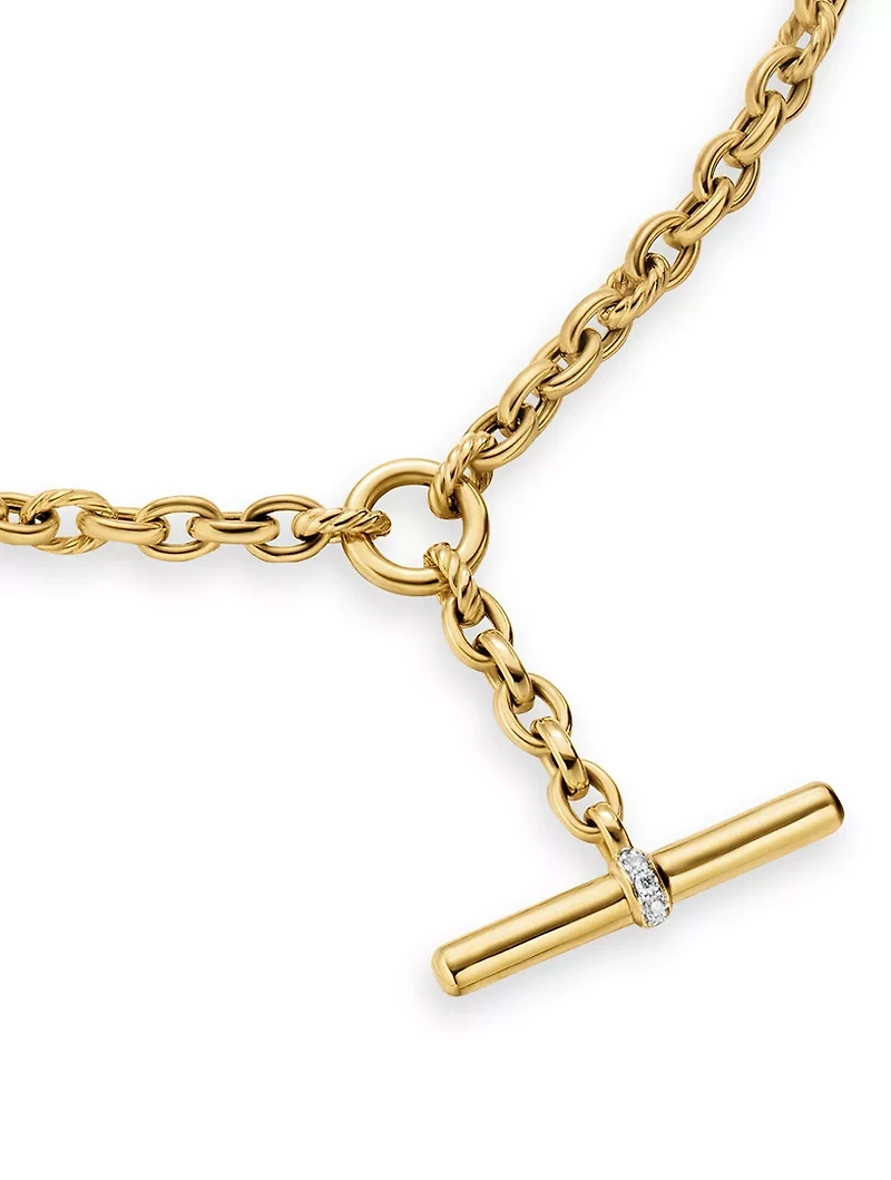 Dy Mercer® Petite Toggle Chain Necklace 18k Yellow Gold With Diamonds, 4.5mm
