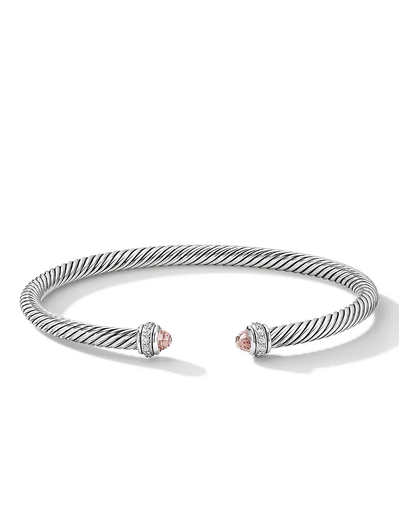 Cable Classics Bracelet Sterling Silver With Morganite And Pavé Diamonds