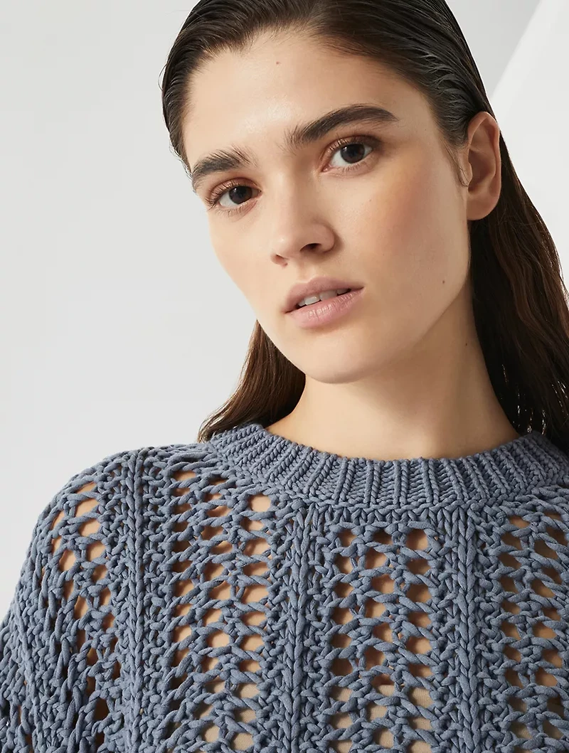 Cotton Ribbed Net Sweater