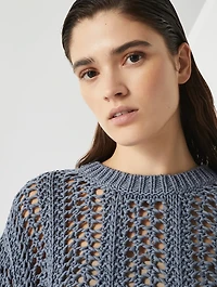 Cotton Ribbed Net Sweater