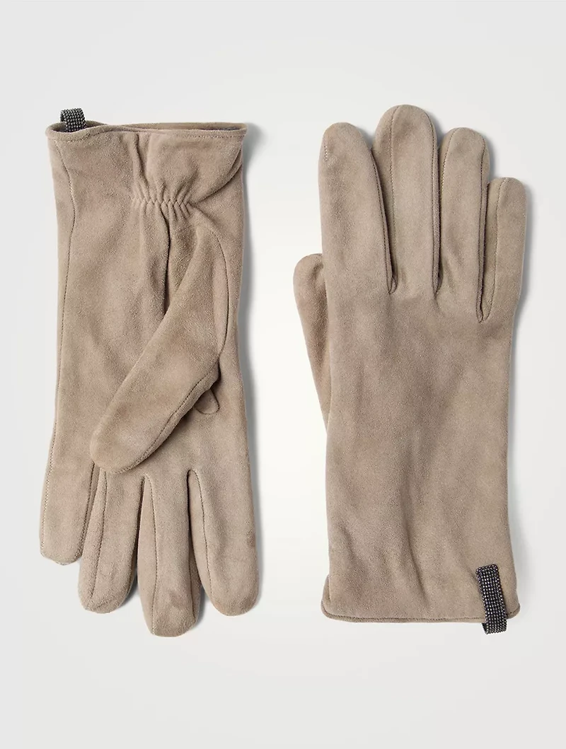 Suede Gloves With Monili