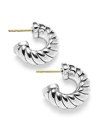 Sculpted Cable Shrimp Earrings In Sterling Silver, 20.5mm